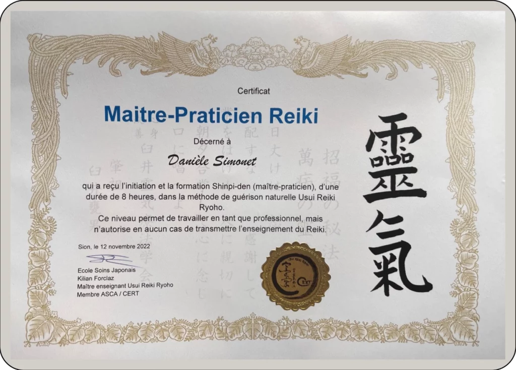 Certificat Reiki 1